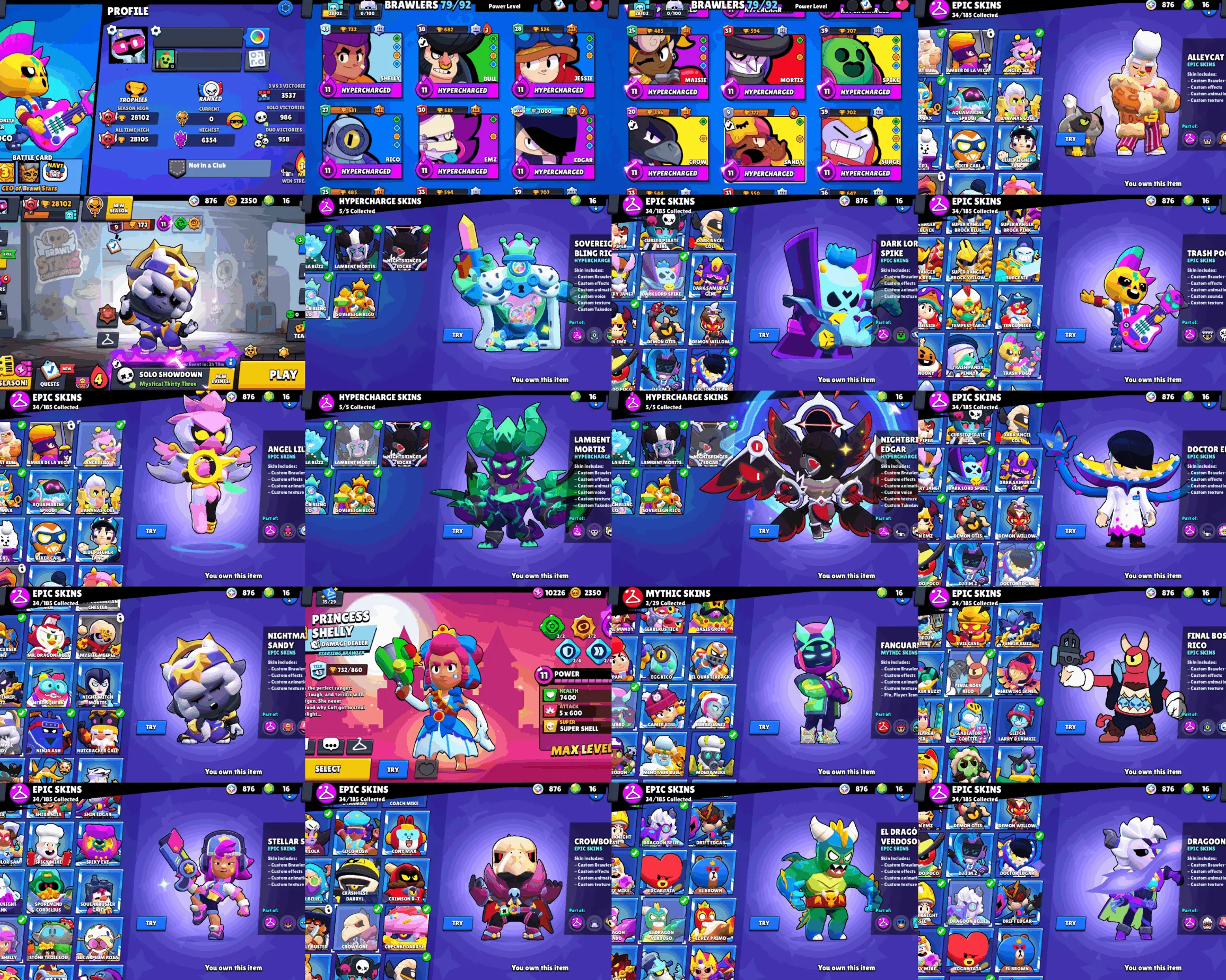 28k TROPHY | 79 BR | 12 HYPERCHARGE | LAMBENT MORTIS | NIGHTBRINGER EDGAR | PRINCESS SHELLY | FANGUARD | FINAL BOSS RICO | CROWBONE | TRASH POCO | STELLAR SHELLY | ANGEL LILY | EL DRAGON VERDOSO | DRAGOON BELLE